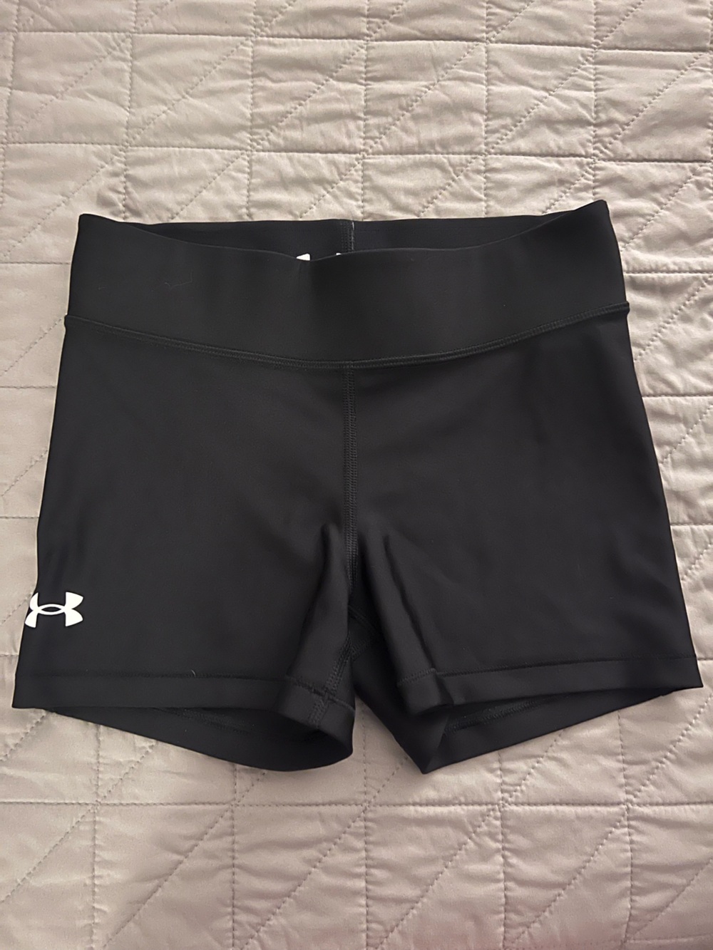 Under Armour Black Athletic Compression Shorts with White Logo